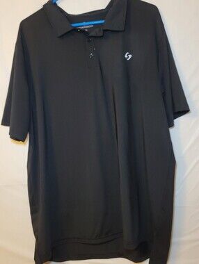 Men's Black Short-Sleeve Polo with Small Emblem